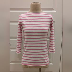 GAP Pink and White Striped Boatneck Top
